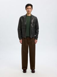 100 % CUERO CAZADORA BOMBER, Black, highres