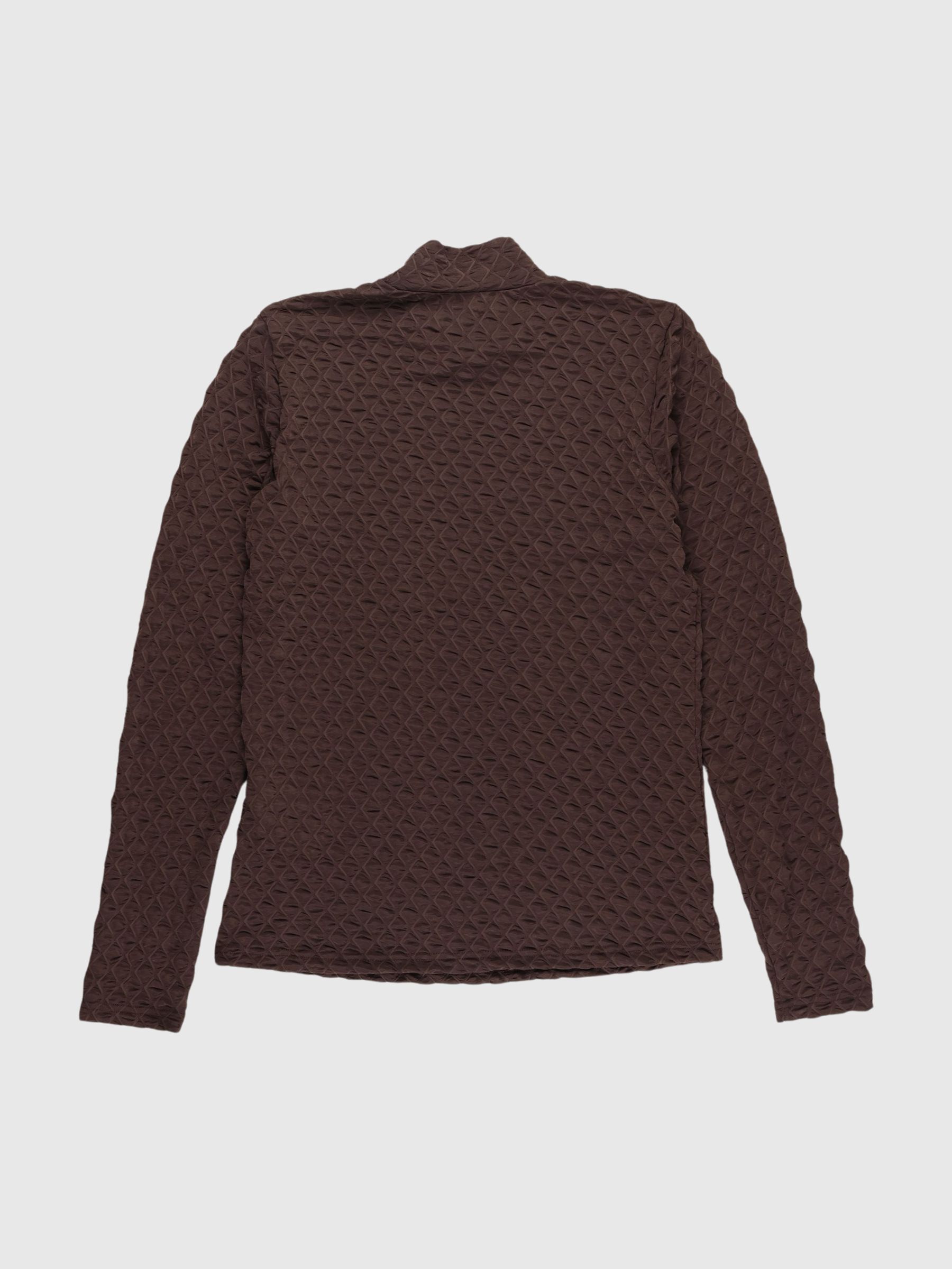 MED TEKSTUR TOP MED LANGE ÆRMER, Tobacco Brown, highres