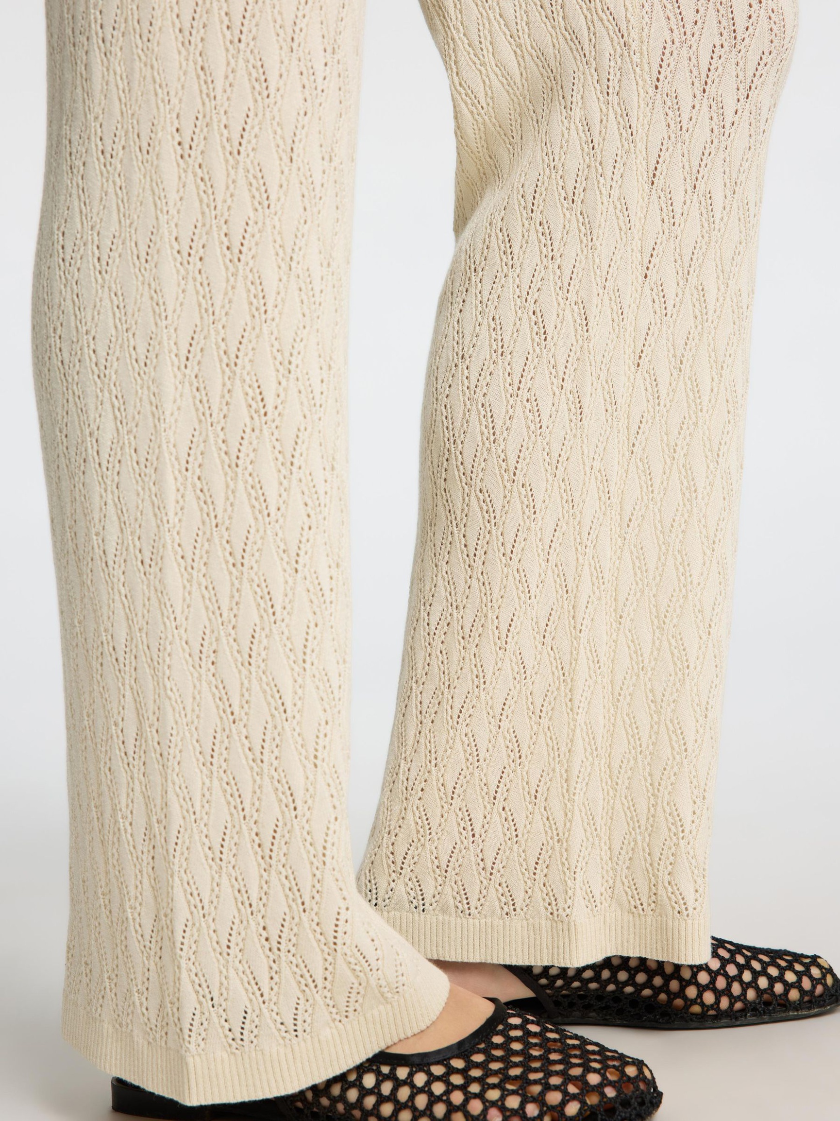 GEBREIDE HIGH-WAIST BROEK, Birch, highres