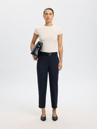 VISCOSE BLEND CROPPED TAPERED TROUSERS, Dark Sapphire, highres