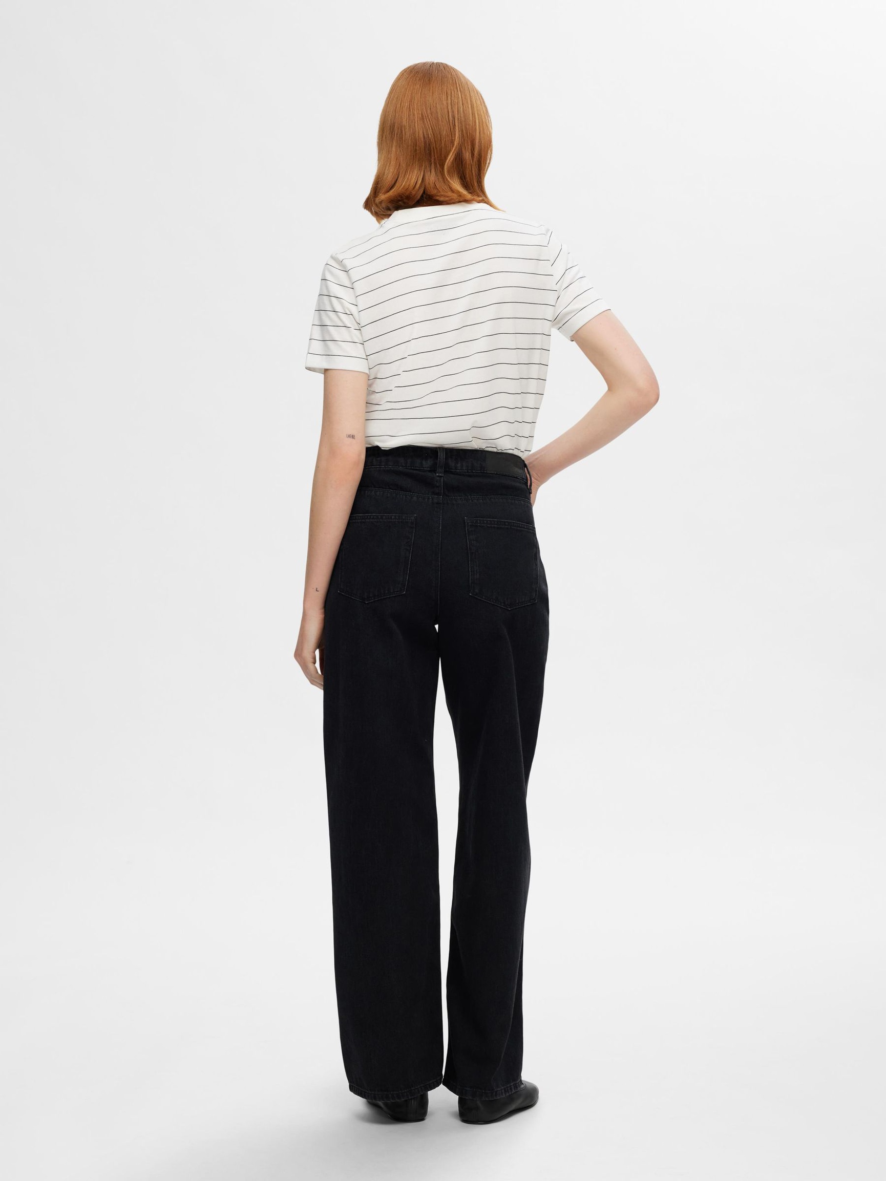 STRIPED COTTON T-SHIRT, Snow White, highres