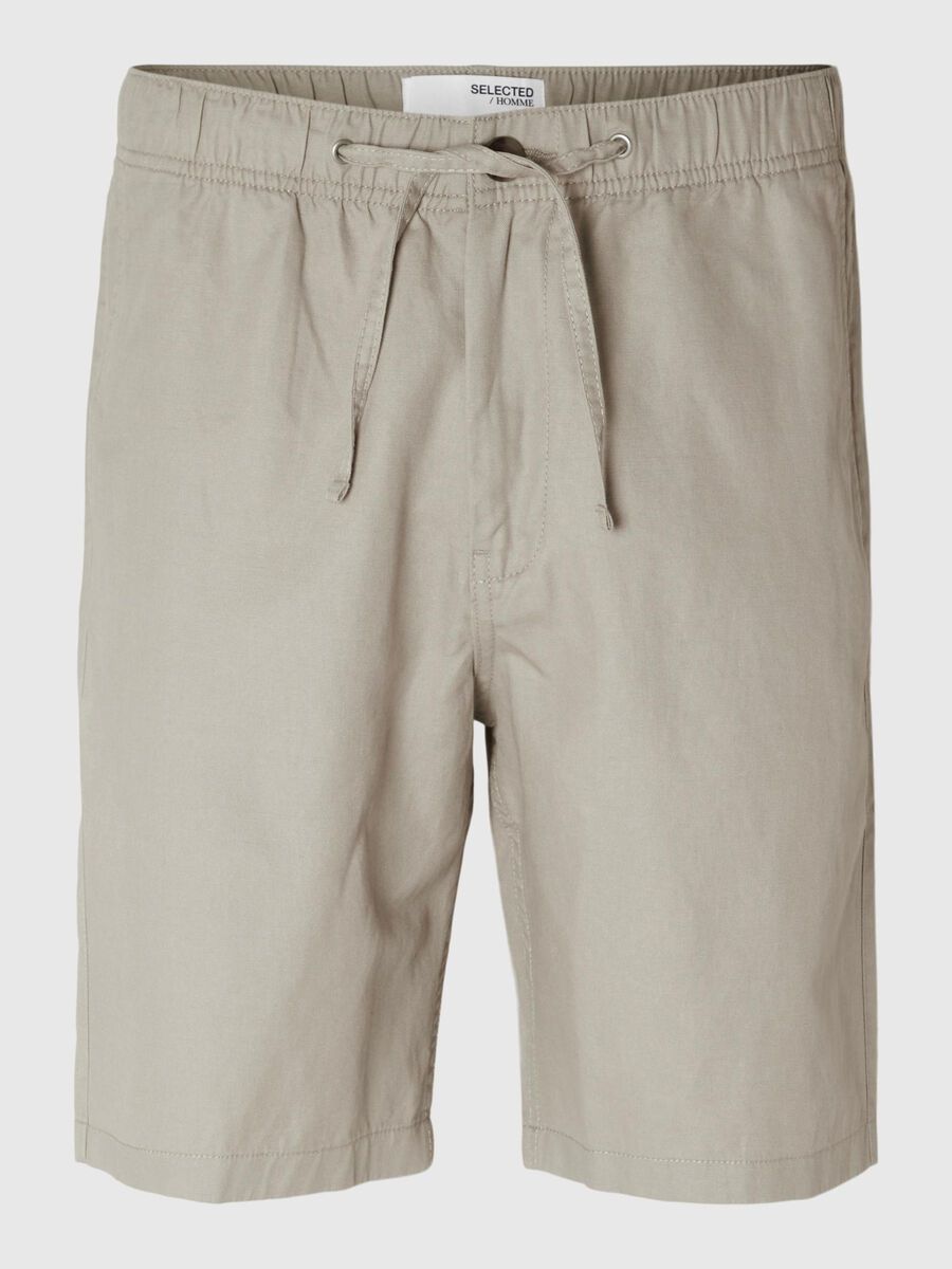 Selected LINNENMIX REGULAR FIT SHORTS, Pure Cashmere, highres - 16092722_PureCashmere_001.jpg