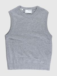 RUND HALSUDSKÆRING STRIK VEST, Medium Grey Melange, highres