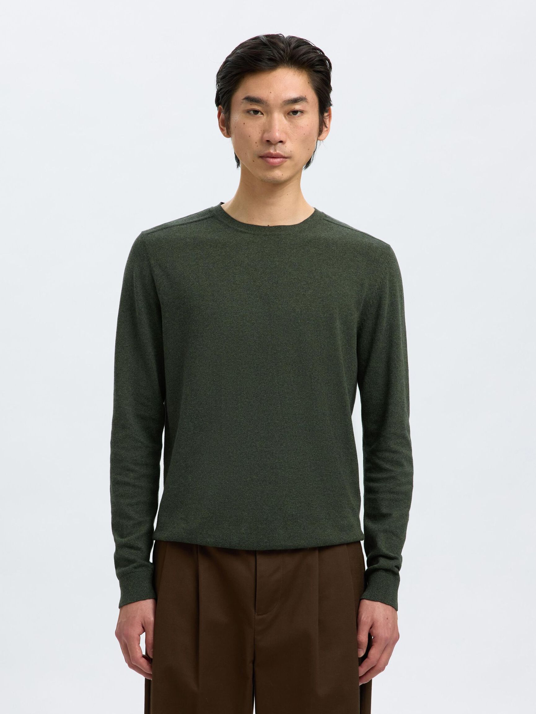 LONG-SLEEVED KNITTED JUMPER, Forest Night, highres