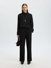STRAGHT FIT TROUSERS, Black, highres