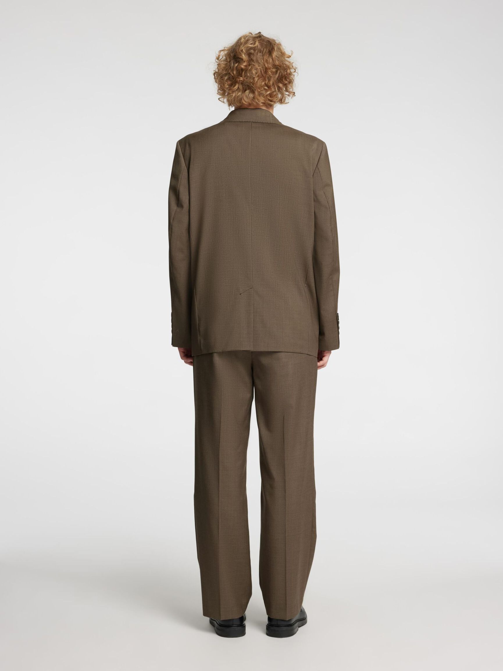 RELAXED FIT WOOL TROUSERS, Brindle, highres