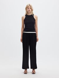 VISCOSE BALLOON FIT TROUSERS, Black, highres