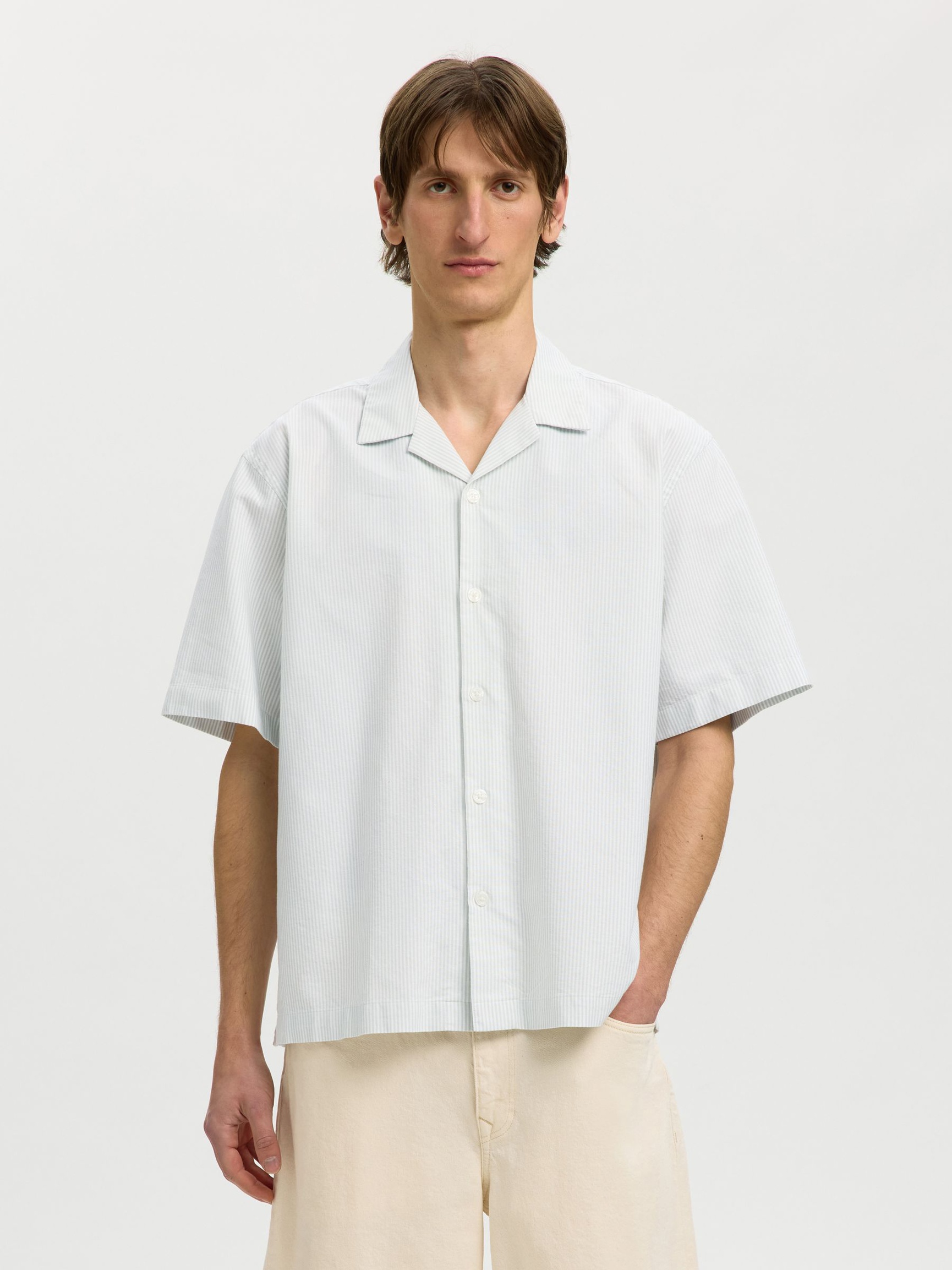 SHORT SLEEVED SHIRT, Aqua Gray, highres