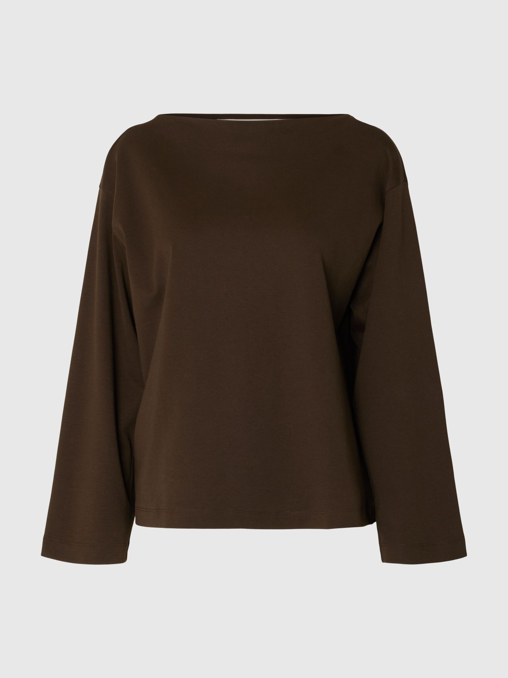 BOAT NECK COTTON LONG-SLEEVED T-SHIRT, Delicioso, highres