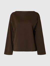 BOAT NECK COTTON LONG-SLEEVED T-SHIRT, Delicioso, highres