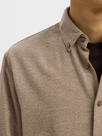 100% COTTON BUTTON-DOWN SHIRT, Oatmeal, highres