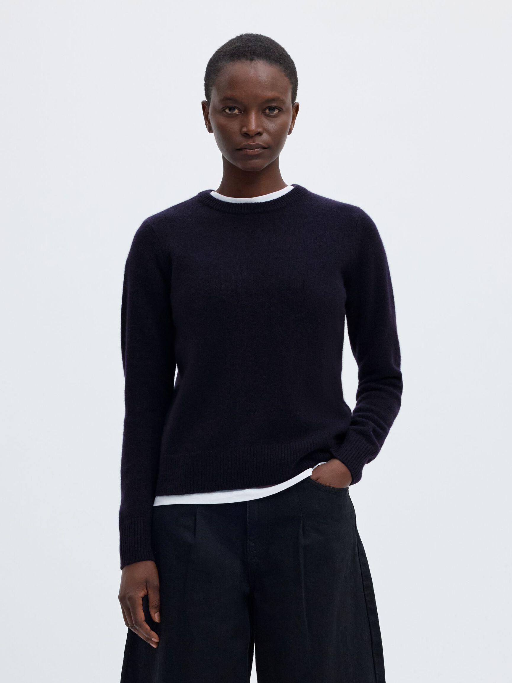 KASJMIR STRIKKET PULLOVER, Navy Blazer, highres