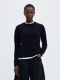 KASJMIR STRIKKET PULLOVER, Navy Blazer, highres