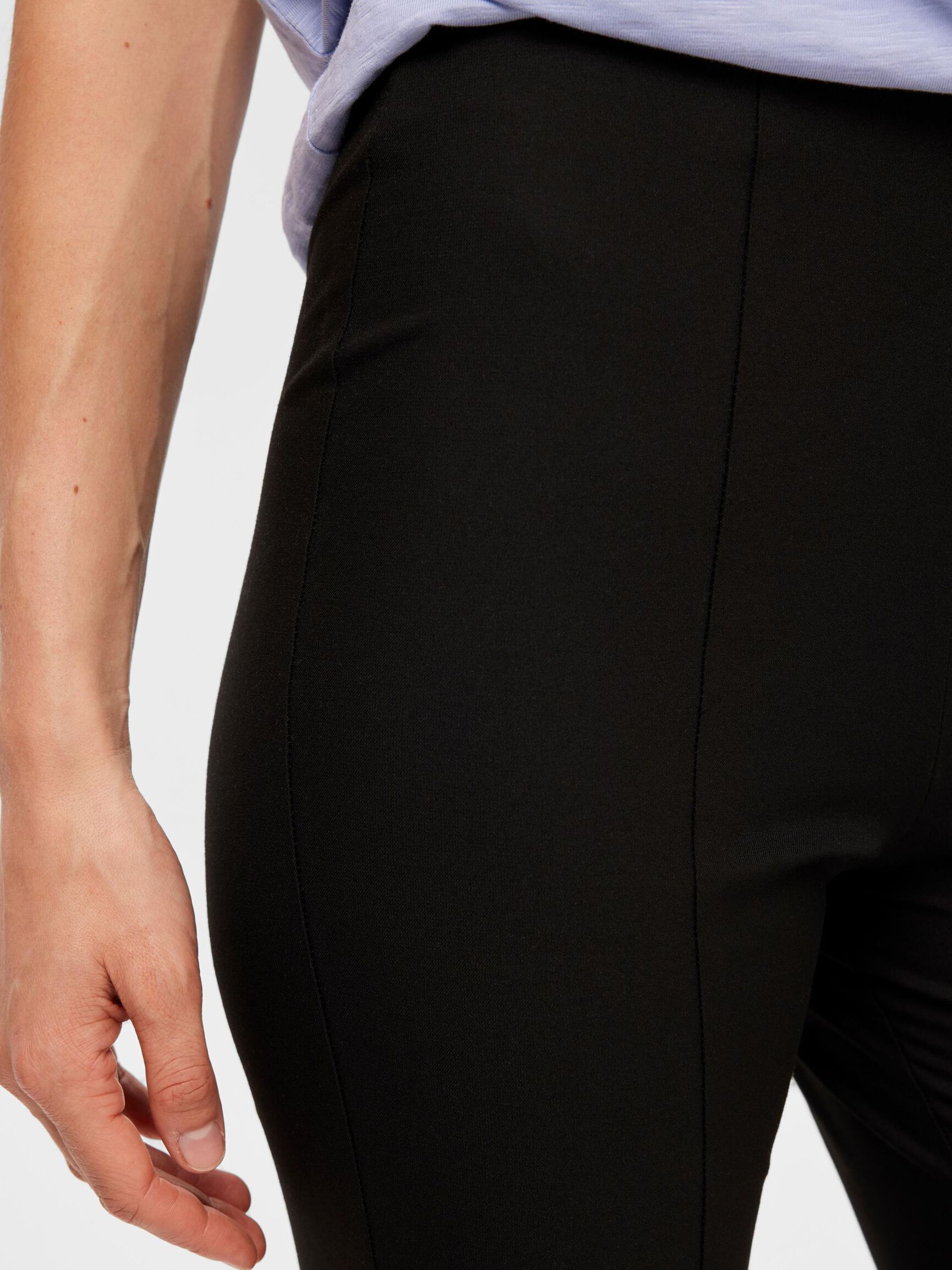 PINTUCK FLARED TROUSERS, Black, highres