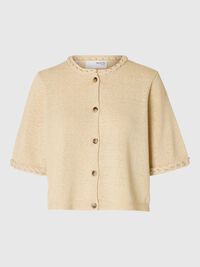 SHORT SLEEVED KNITTED CARDIGAN, Birch, highres