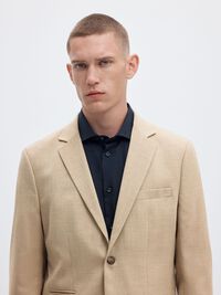 GEWEBTER WOLLGEMISCH BLAZER, Sand, highres
