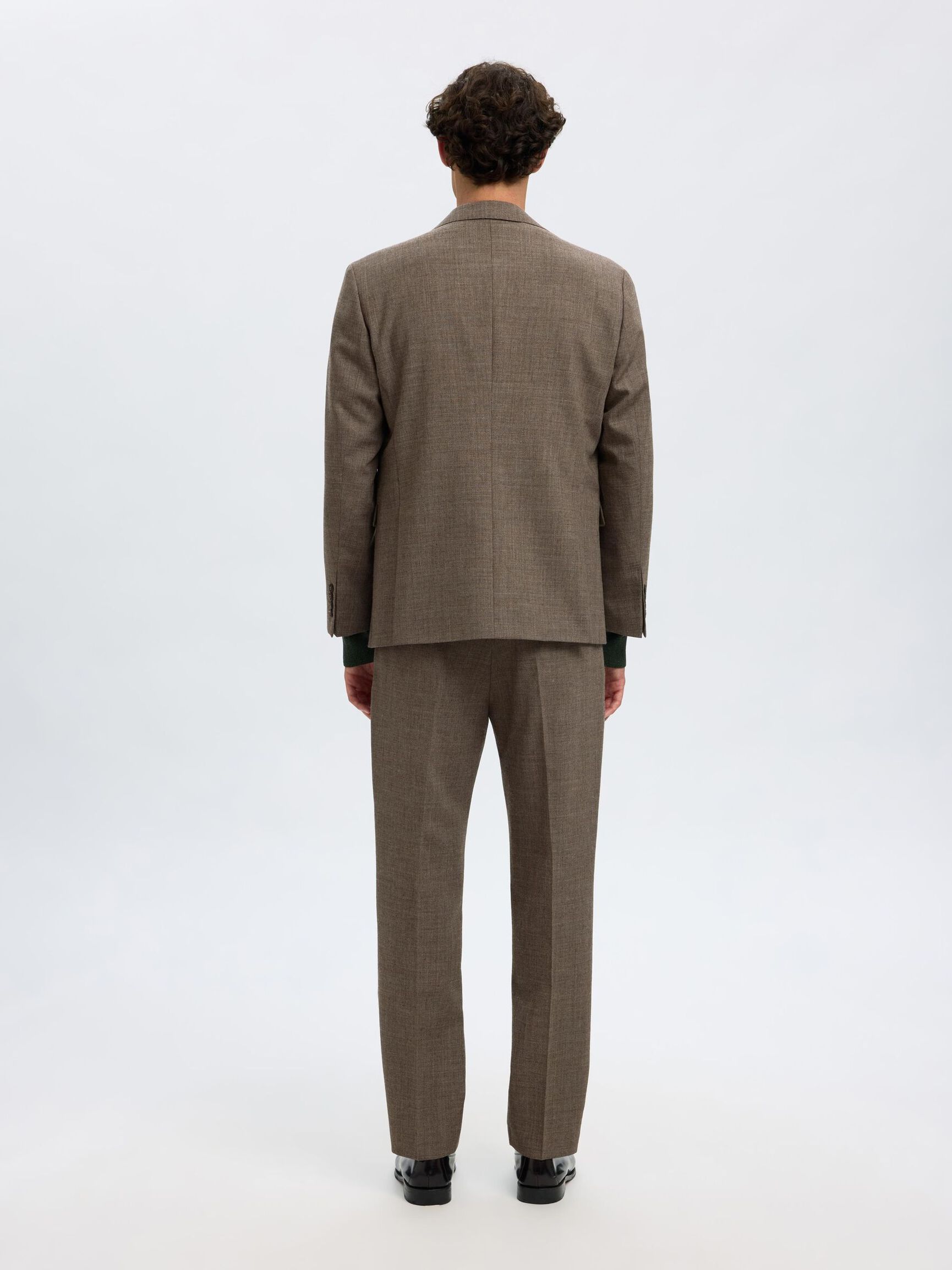 REGULAR FIT WOLL BLAZER, Light Brown Melange, highres