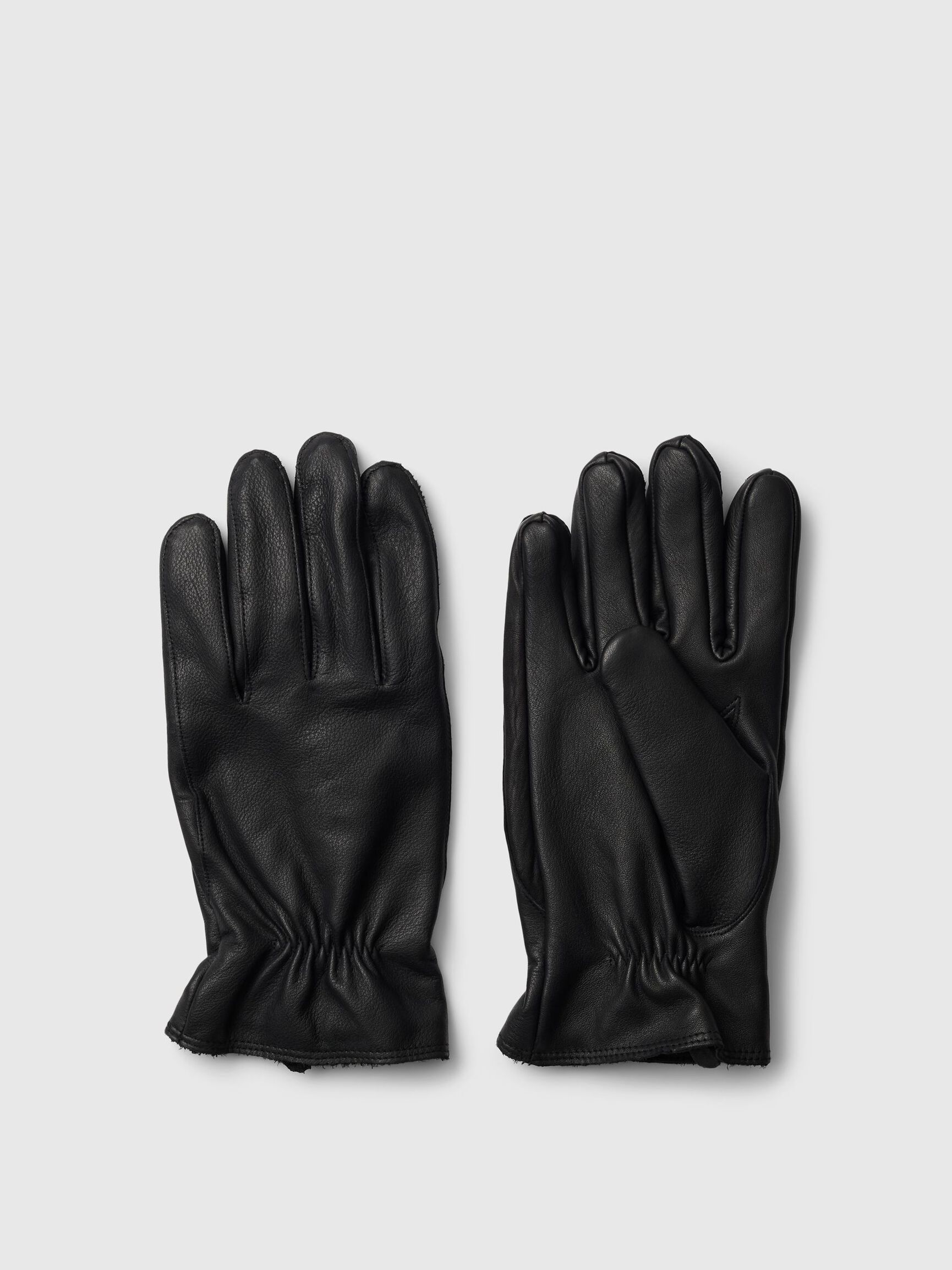 LEATHER GLOVES, Black, highres