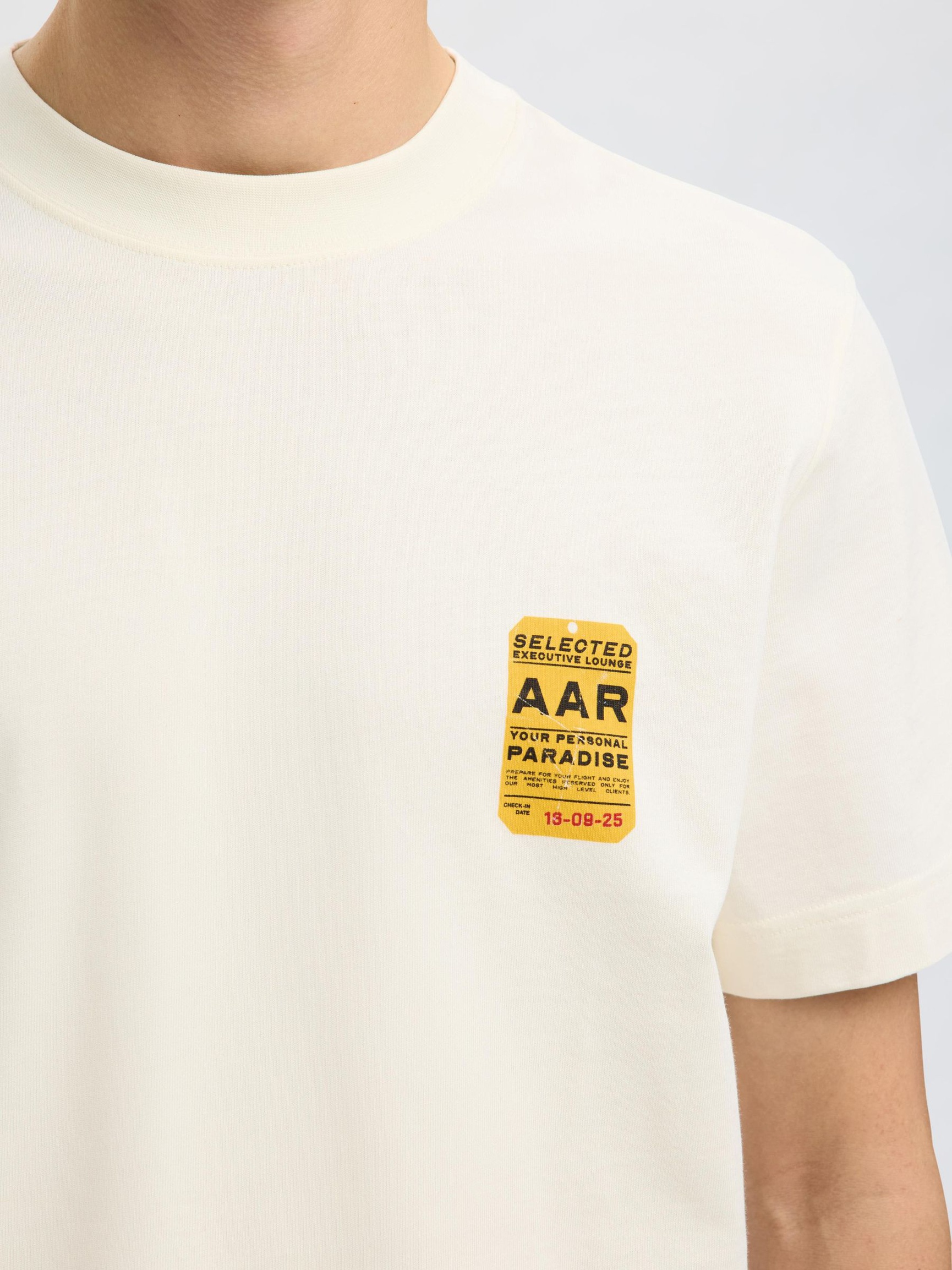 CORTE REGULAR, ESTAMPADO CAMISETA DE CUELLO REDONDO, Egret, highres