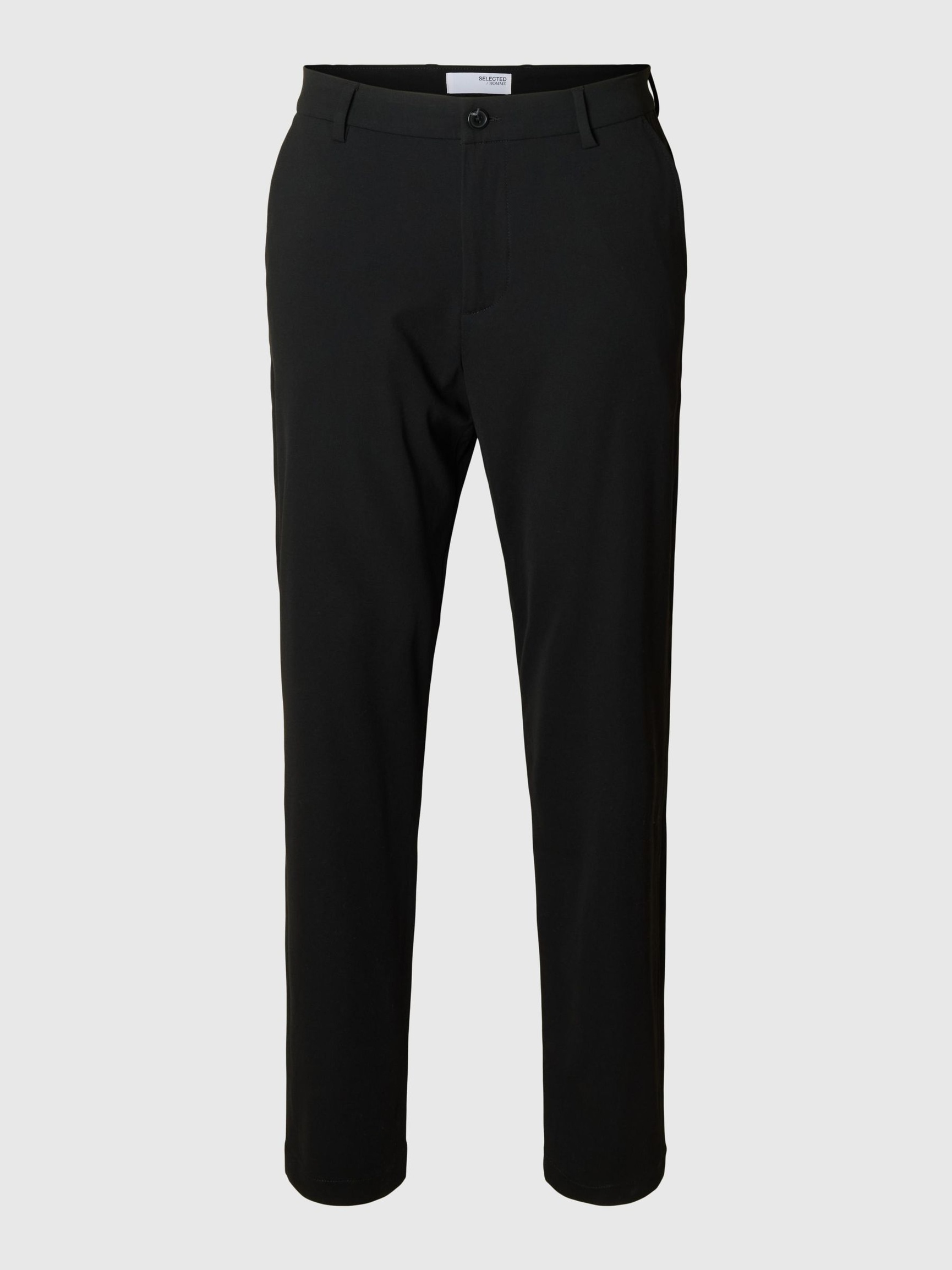 SLIM FIT TAPERED TROUSERS, Black, highres