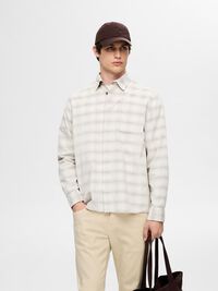 RELAXED CHECKED SHIRT, Egret, highres