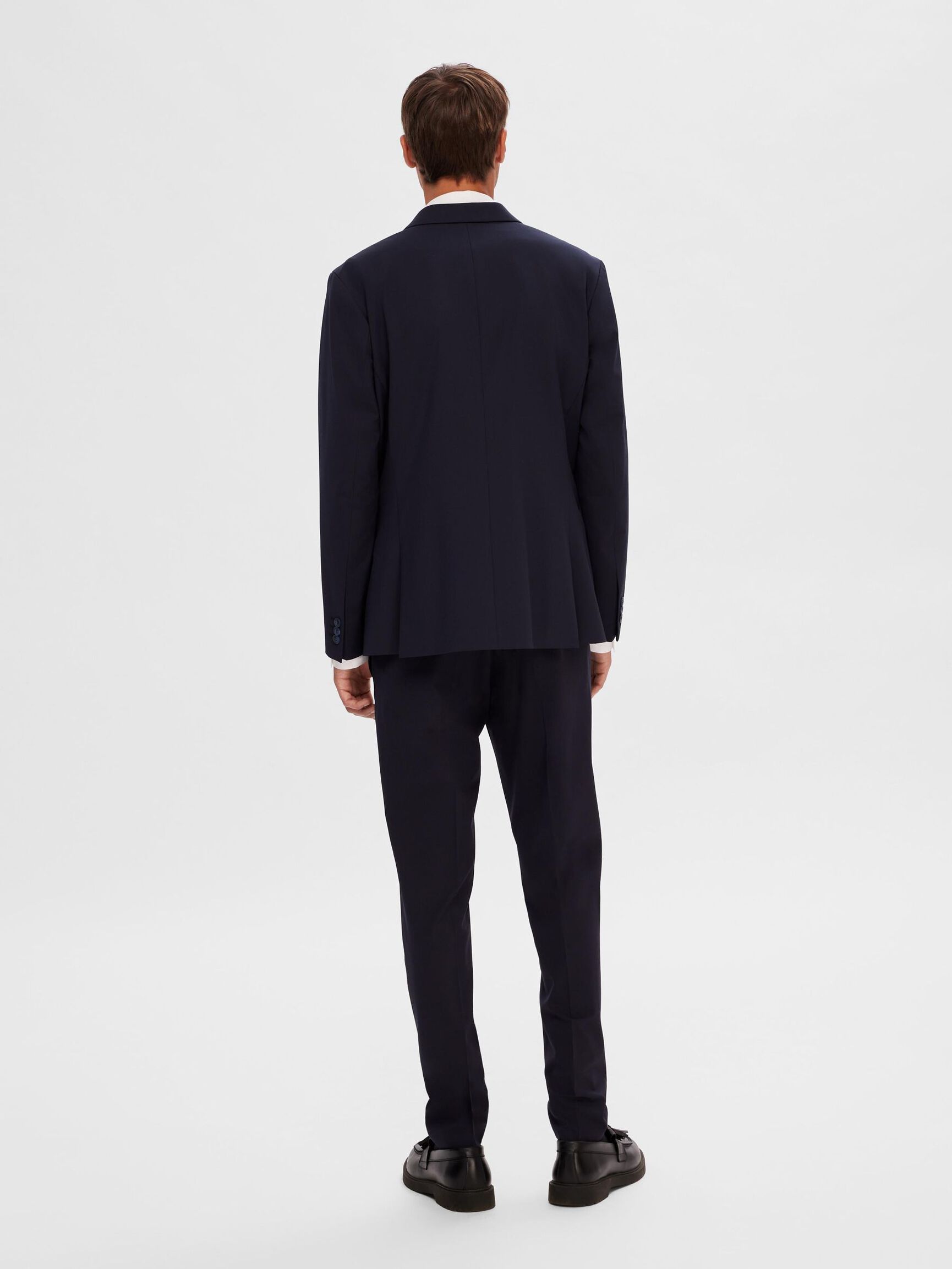 VISCOSE BLEND SLIM FIT DOUBLE-BREASTED BLAZER, Navy Blazer, highres