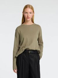 LIN MÉLANGÉ PULL EN MAILLE, Vetiver, highres
