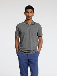 SHORT SLEEVED POLO SHIRT, Medium Grey Melange, highres