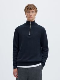 HALVE RITSSLUITING SWEATER, Sky Captain, highres
