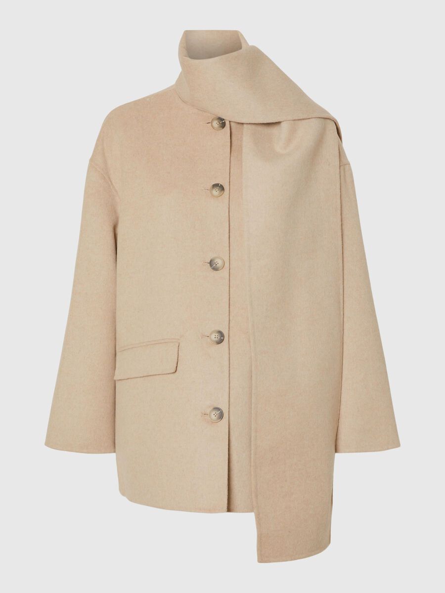 Selected WOOL BLEND SCARF JACKET, Sandshell, highres - 16094229_Sandshell_001.jpg