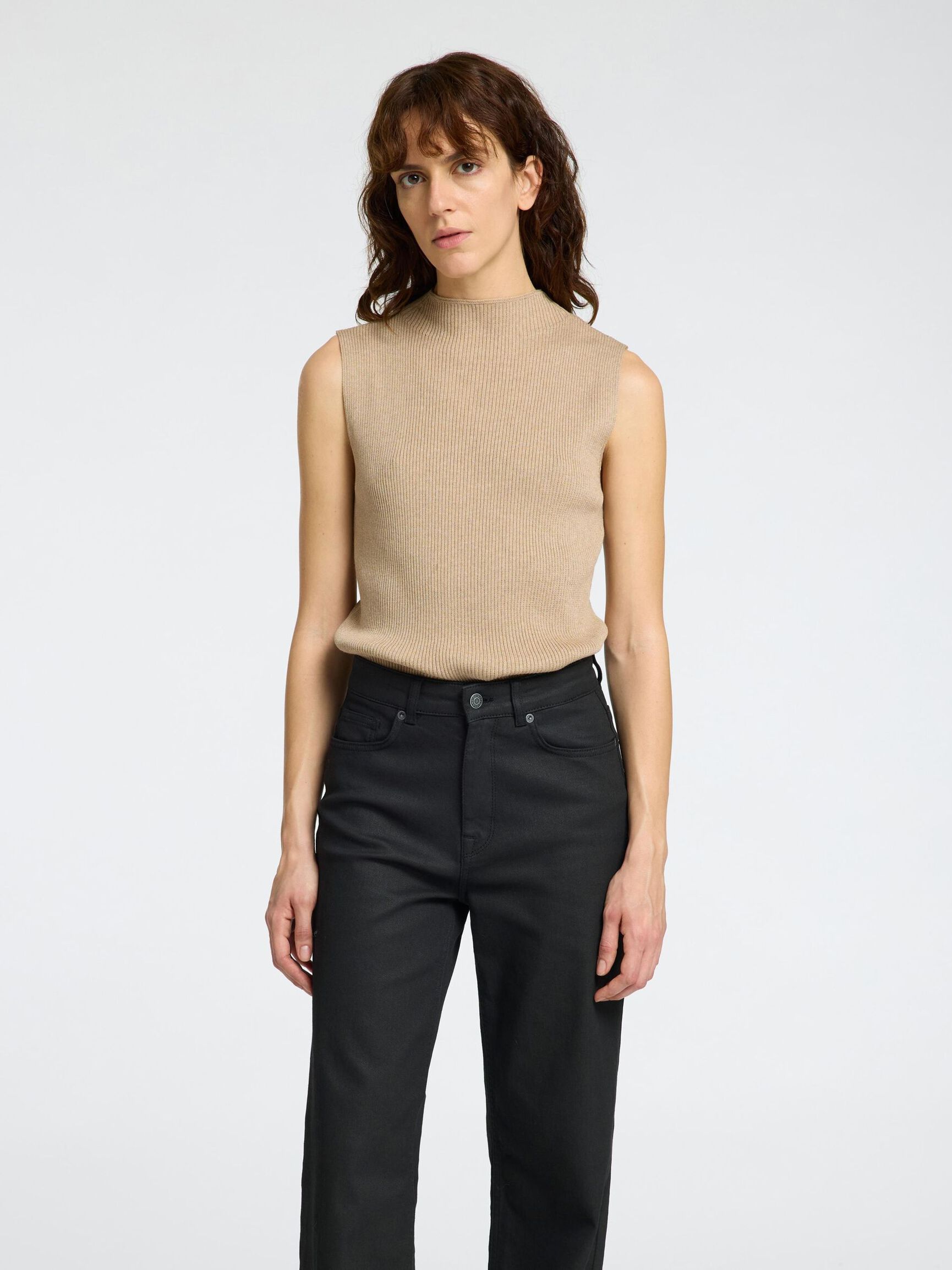 GLITTER ÄRMLÖS TOPP, Irish Cream, highres
