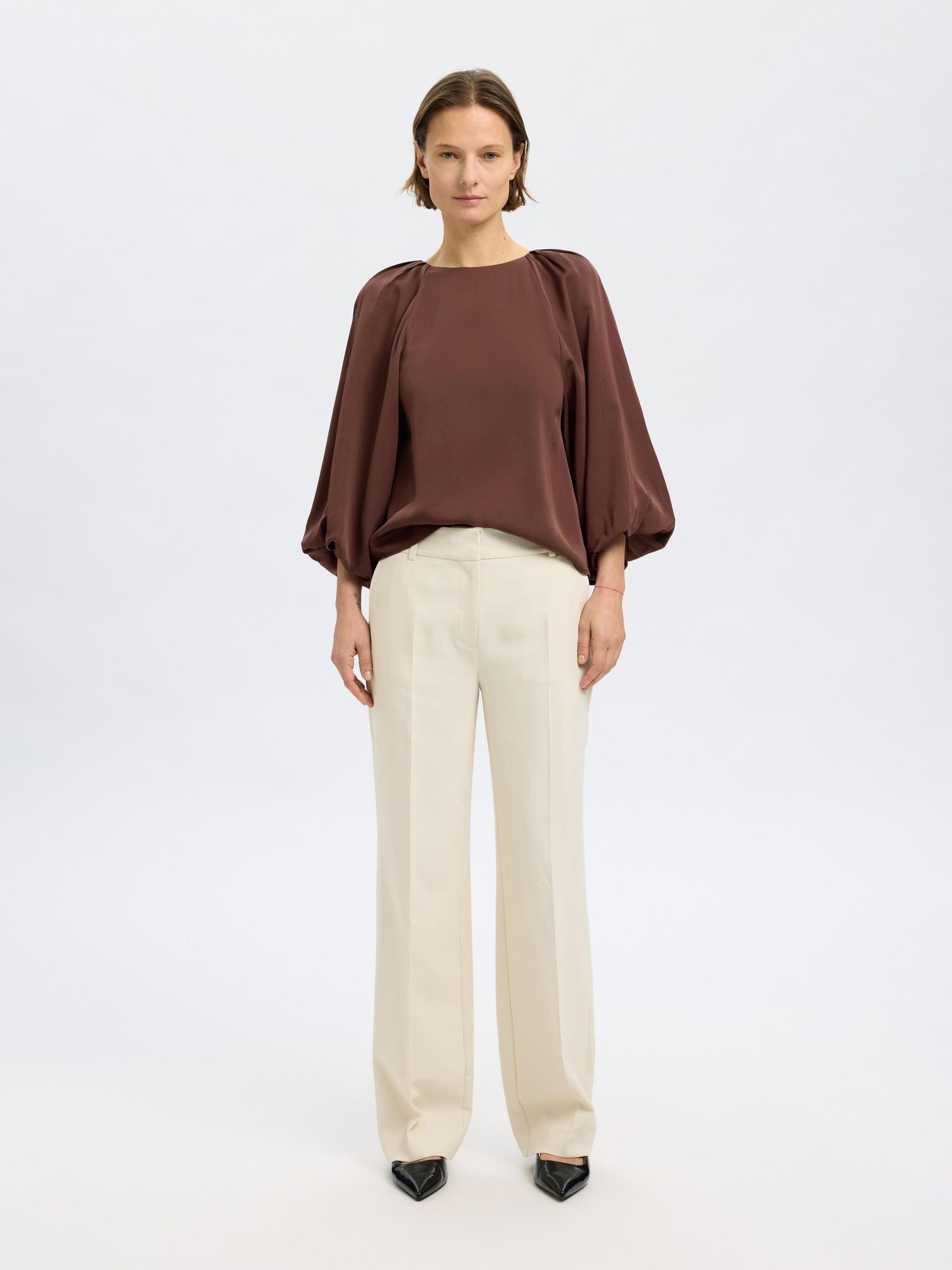 BLUZKA Z RĘKAWEM 3/4, Chestnut, highres