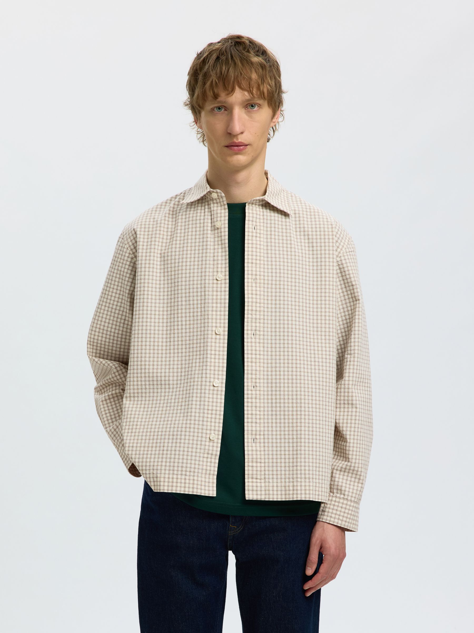 RELAXED FIT LONG SLEEVED SHIRT, Egret, highres
