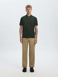 ZIPPER POLO SHIRT, Deep Forest, highres