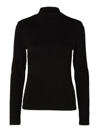 TEXTURED HIGH NECK KNITTED TOP, Black, highres