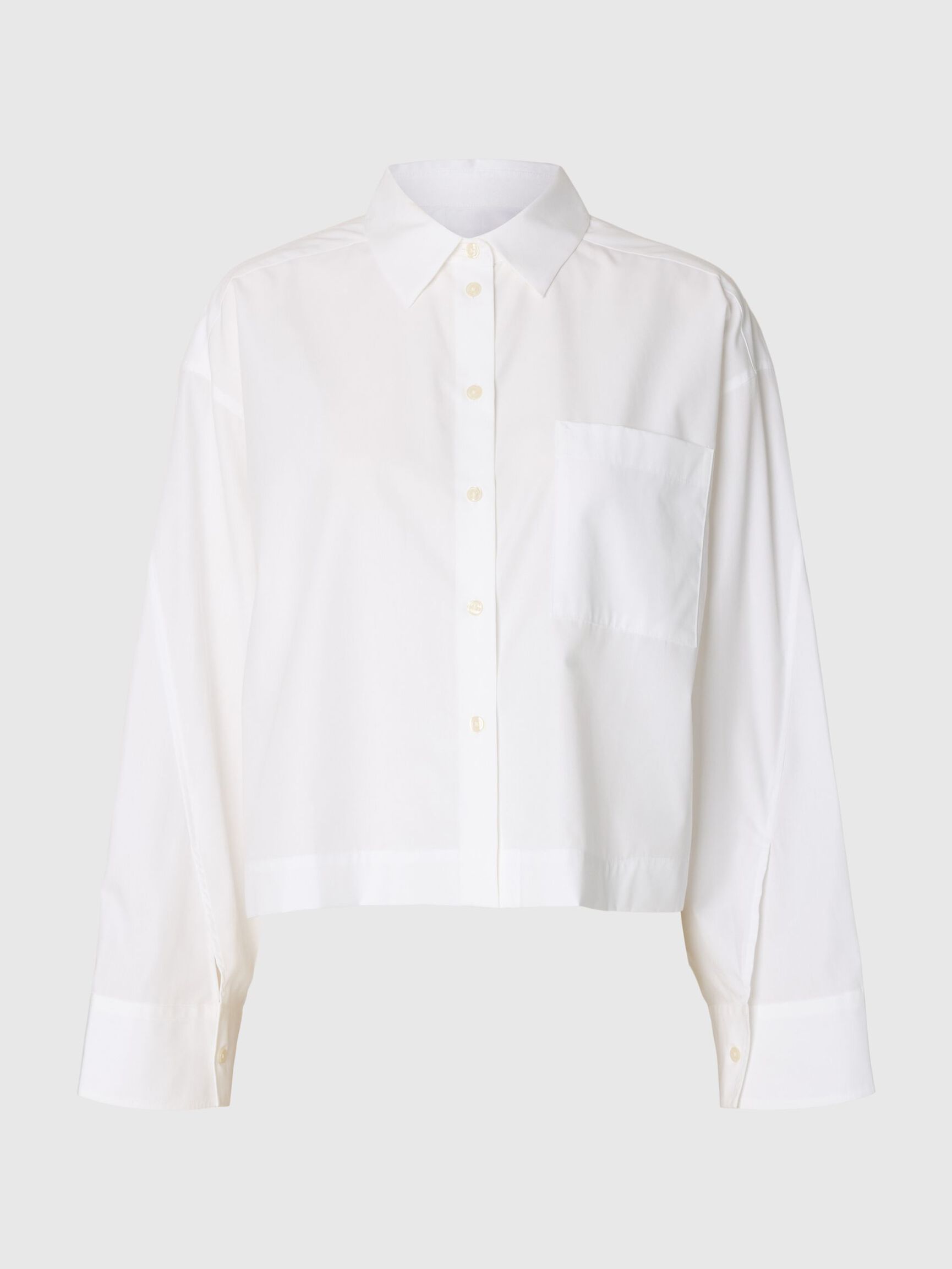 COTTON  CROPPED SHIRT, Bright White, highres