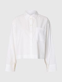 COTTON  CROPPED SHIRT, Bright White, highres