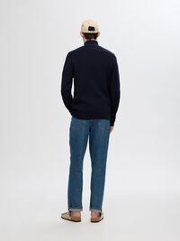 HØY HALS MED GLIDELÅS STRIKKET CARDIGAN, Sky Captain, highres