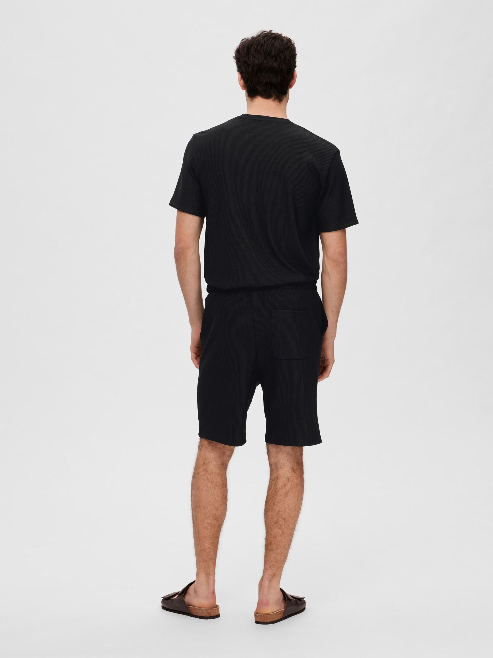 RIBBED SHORTS, Black, highres