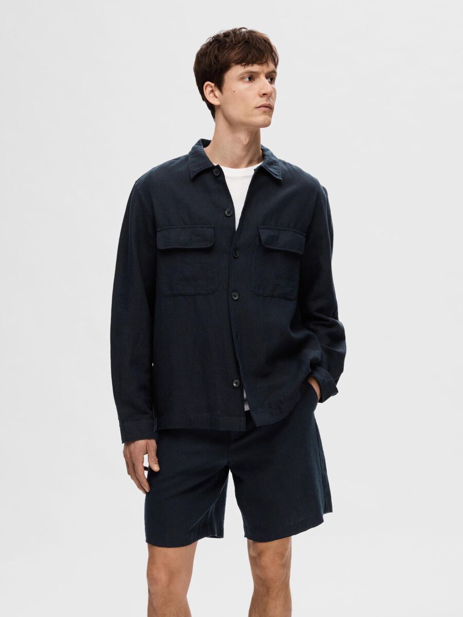 Selected LANGARM LEINENMIX OVERSHIRT, Sky Captain, highres - 16092244_SkyCaptain_1105376_003.jpg