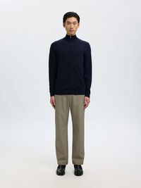 100% MERINO WOOL HALF-ZIP JUMPER, Navy Blazer, highres