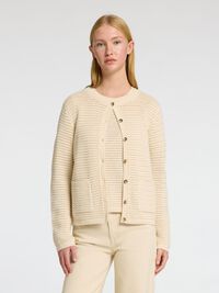100% COTTON KNITTED CARDIGAN, Birch, highres
