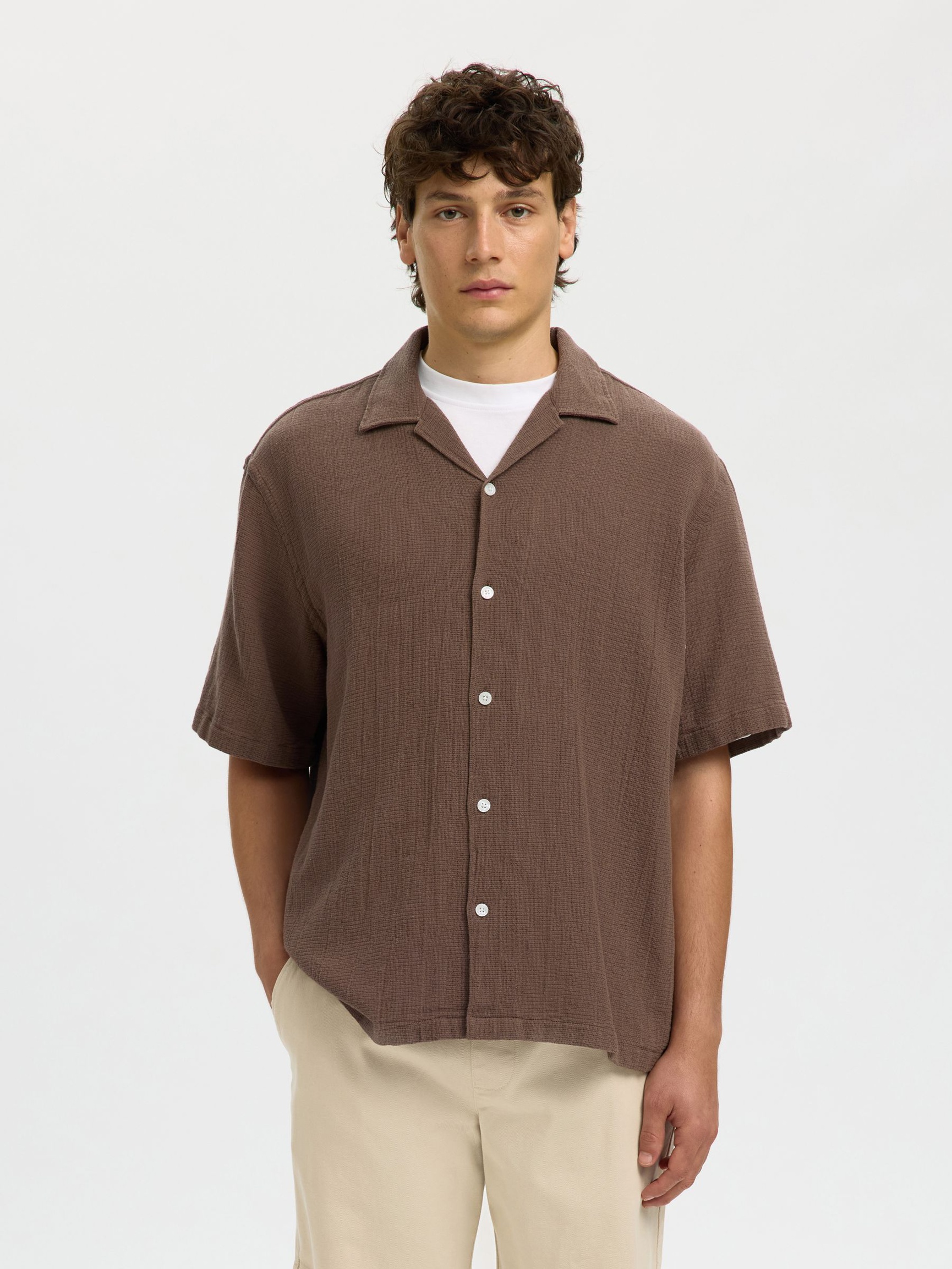 RELAXED FIT SHORT SLEEVED SHIRT, Chocolate Chip, highres