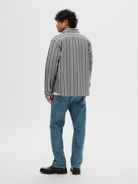 STRIPED COTTON OVERSHIRT, Stormy Weather, highres