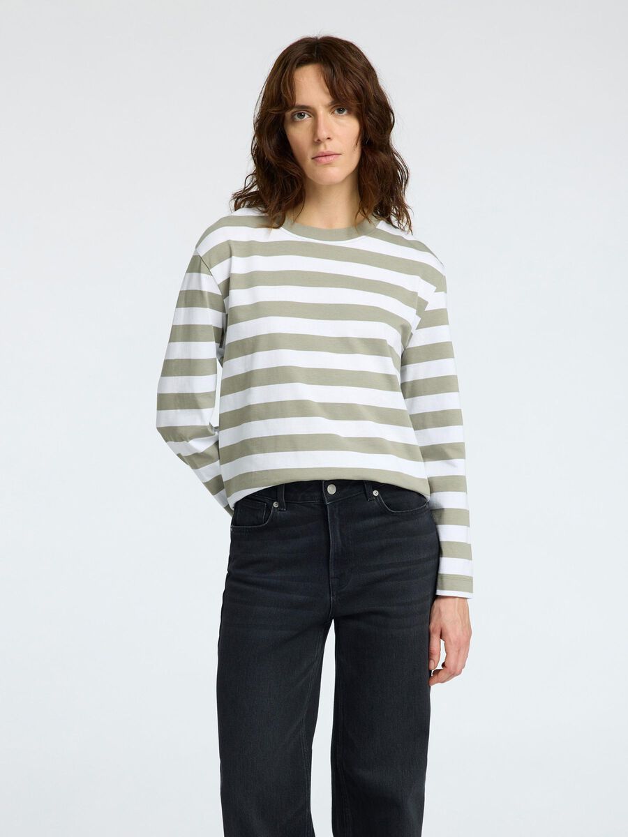 Selected STRIPED LONG-SLEEVED T-SHIRT, Vetiver, highres - 16092525_Vetiver_1079712_003.jpg