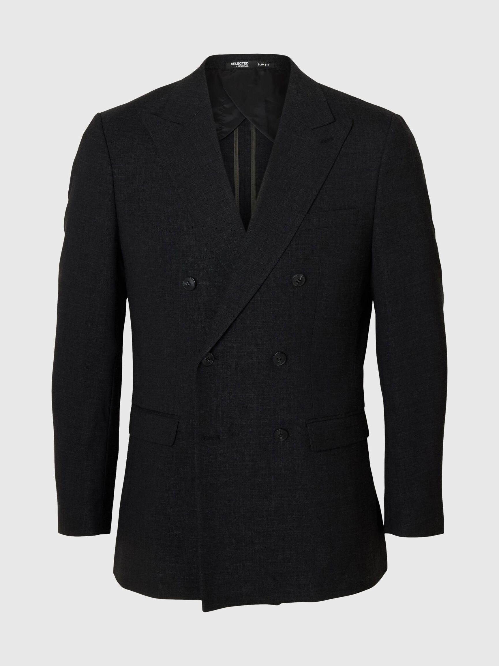 SLIM FIT DOBBELTRADET BLAZER, Black, highres