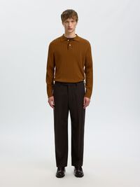 COTTON KNITTED POLO SHIRT, Monks Robe, highres
