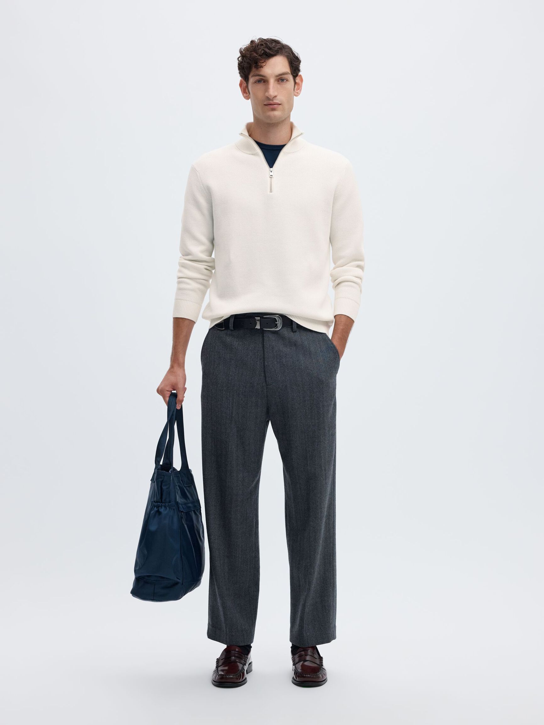 HALF-ZIP JUMPER, Bright White, highres