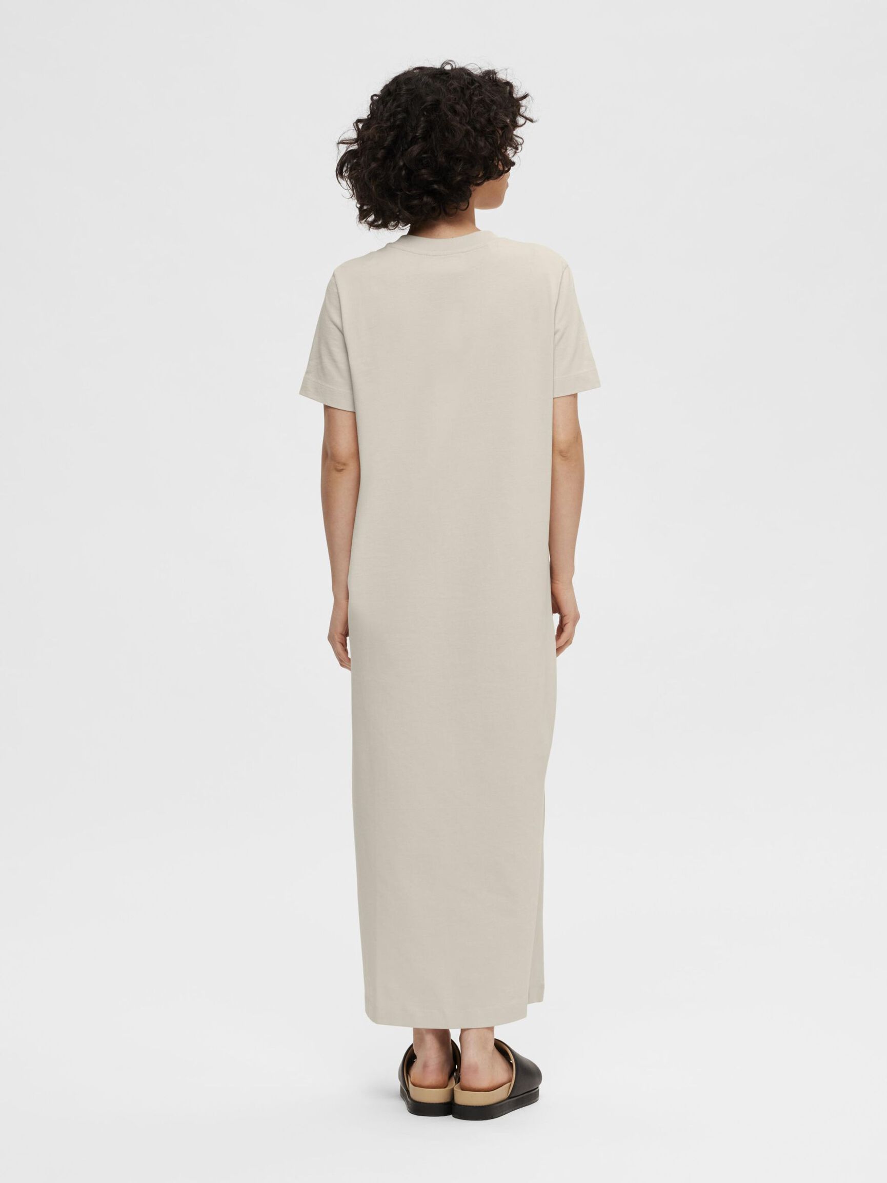 SHORT SLEEVED MIDI DRESS, Birch, highres