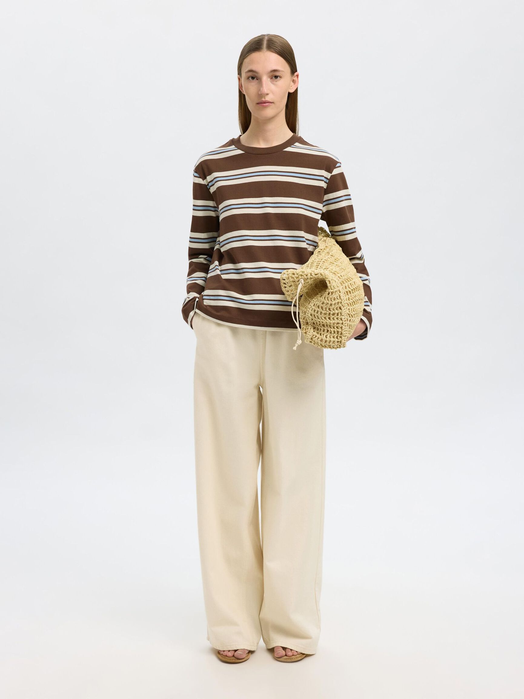 BOXY FIT LANGÆRMET T-SHIRT, Chestnut, highres